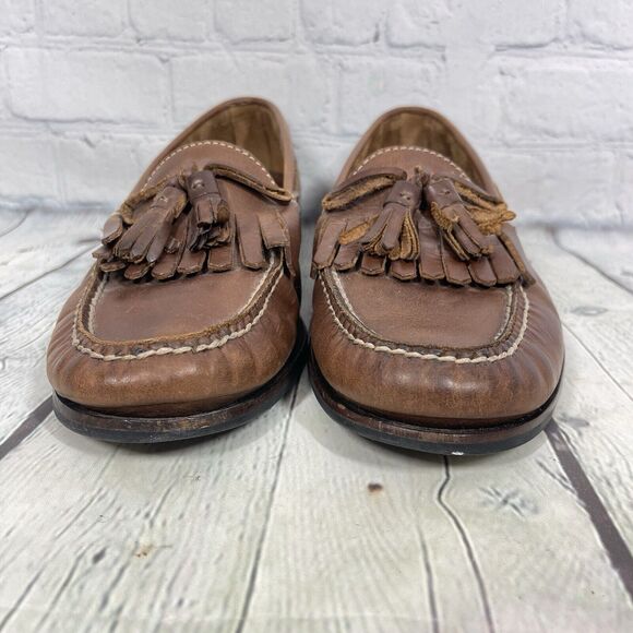 Cole Haan Loafer Shoes Men Size 9D Brown Leather Slip On Tassel Preppy Office - Picture 3 of 13